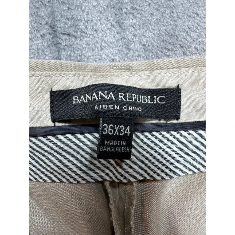 NWT Banana Republic Aiden Chino Slim Fit Pants‎ Mens 36x34 Tan Khaki Cotton